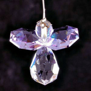 Crystal Angel Suncatcher With Light Purple Wings - Click Image to Close